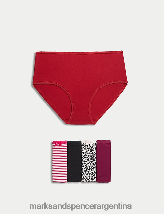 Marks & Spencer unisexo Paquete de 5 shorts de talle alto con estampado de lycra de algodón ropa mezcla rosa brillante 46VL3940