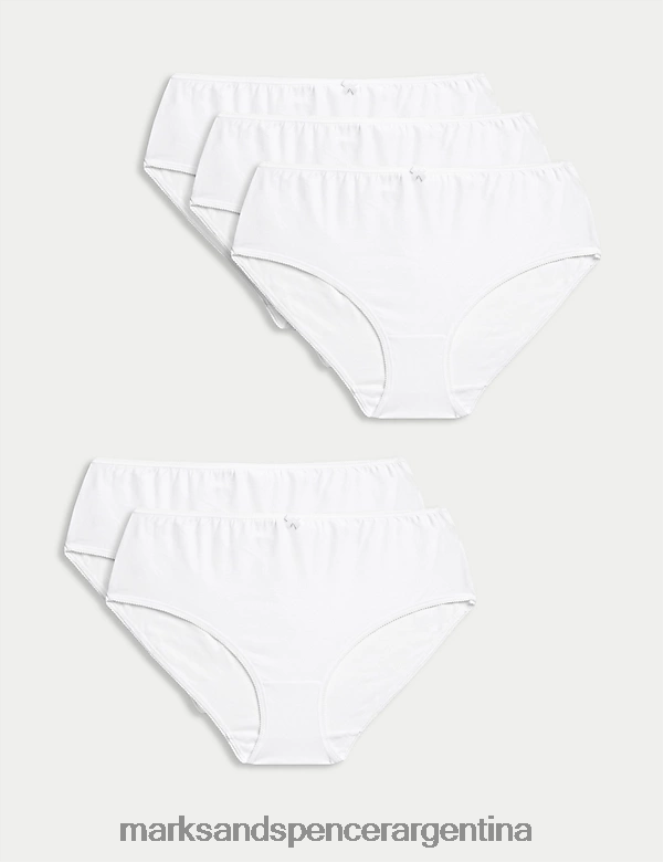 Marks & Spencer unisexo Paquete de 5 shorts de talle alto de licra y algodón ropa blanco 46VL3968