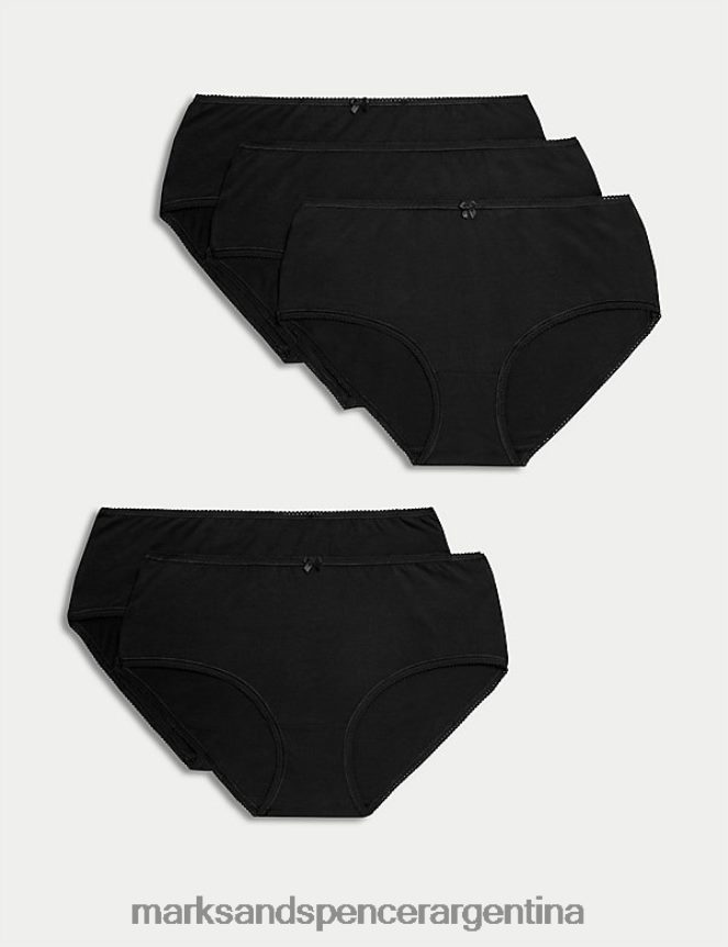 Marks & Spencer unisexo Paquete de 5 shorts de talle alto de licra y algodón ropa negro 46VL3706