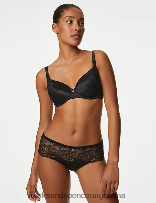 Marks & Spencer unisexo shorts de encaje con seda ropa negro 46VL4508