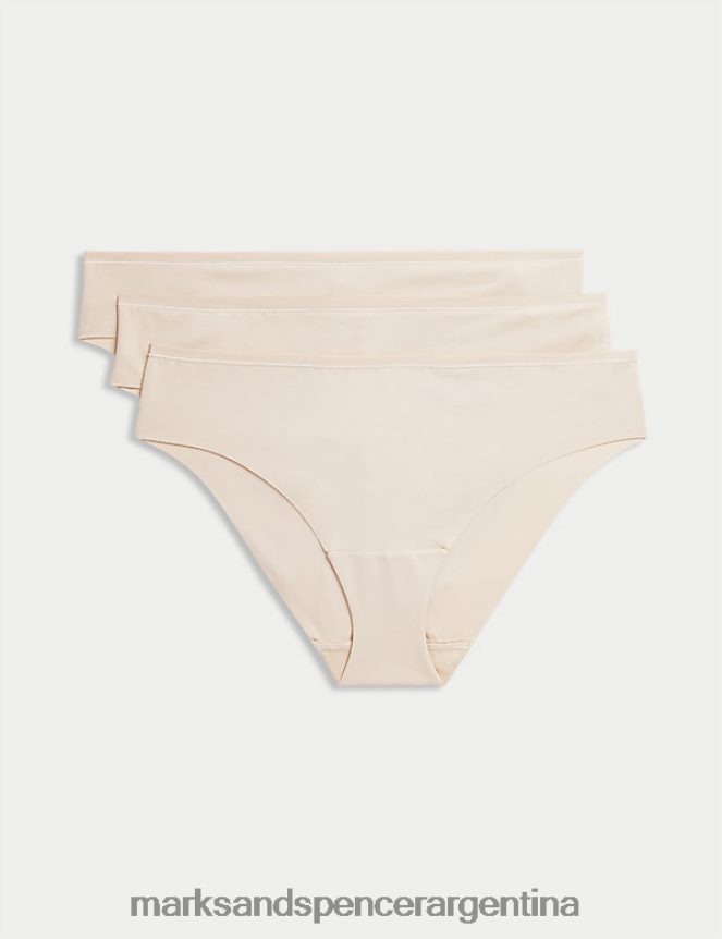 Marks & Spencer unisexo Pack de 3 braguitas brasileñas flexifit sin vpl ropa opalino 46VL3954