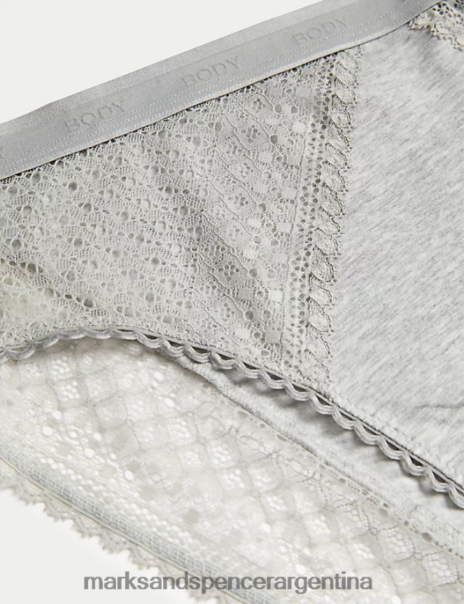 Marks & Spencer unisexo Pack de 3 braguitas de algodón con tiro alto y pernera alta ropa mezcla blanca 46VL3982