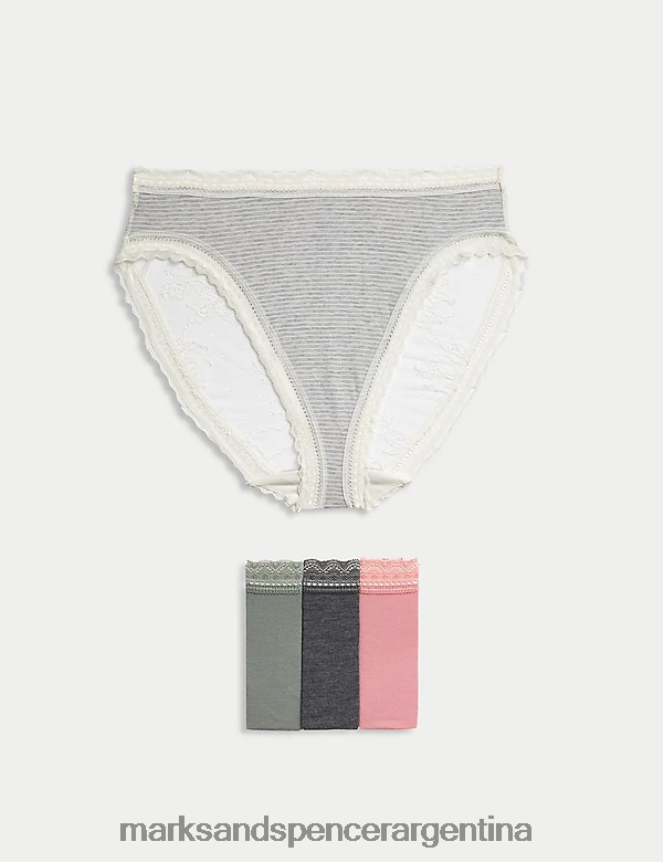 Marks & Spencer unisexo Pack de 4 braguitas de talle alto de modal y encaje ropa rosa antigua 46VL4400