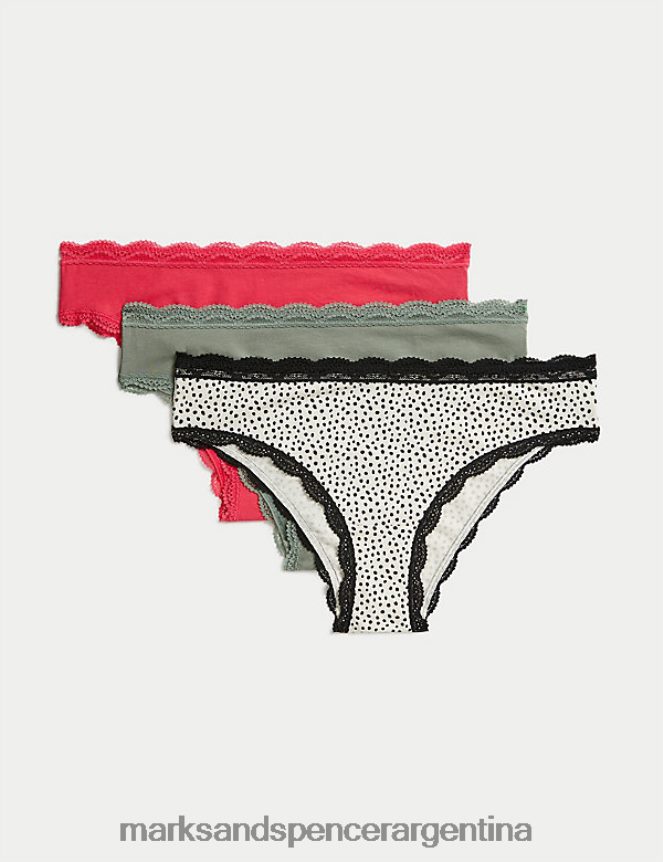 Marks & Spencer unisexo Paquete de 3 braguitas brasileñas ricas en algodón ropa mezcla negra 46VL4396