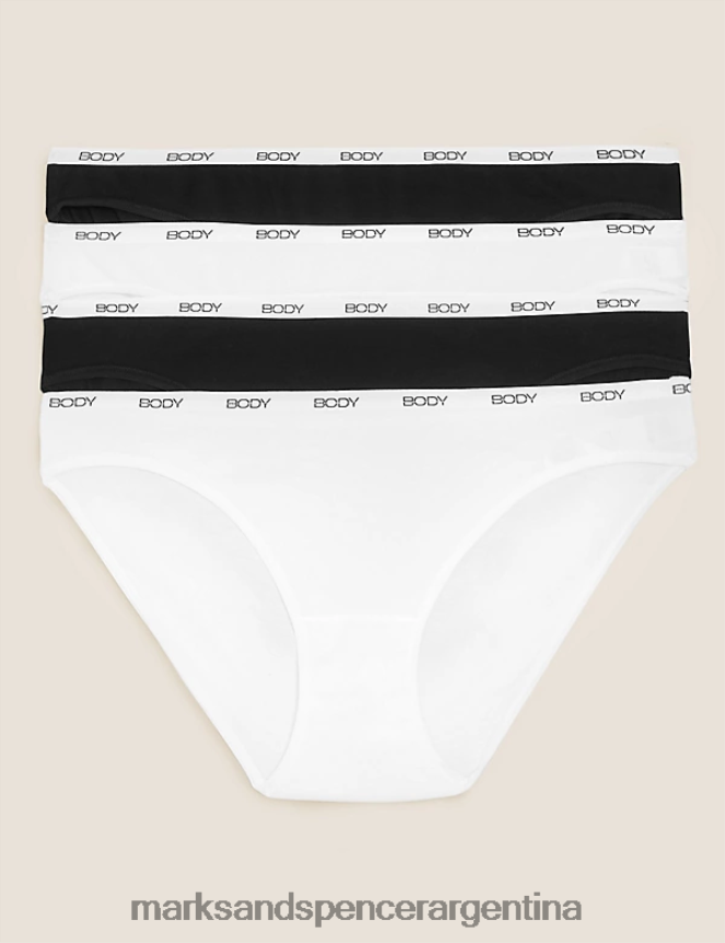 Marks & Spencer unisexo Paquete de 4 braguitas tipo bikini ricas en algodón Supima ropa mezcla negra 46VL4634