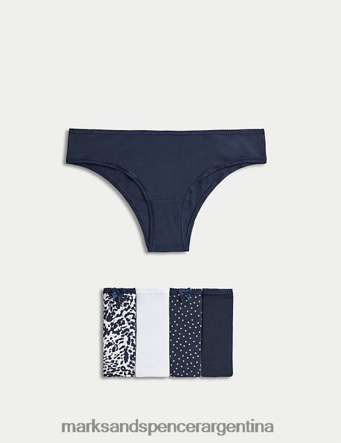 Marks & Spencer unisexo Paquete de 5 braguitas brasileñas de licra y algodón ropa mezcla azul marino 46VL3934