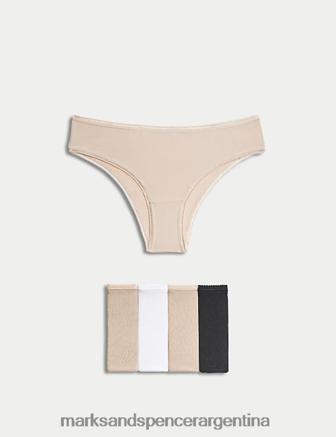 Marks & Spencer unisexo Paquete de 5 braguitas brasileñas ricas en algodón ropa mezcla de opalina 46VL4644