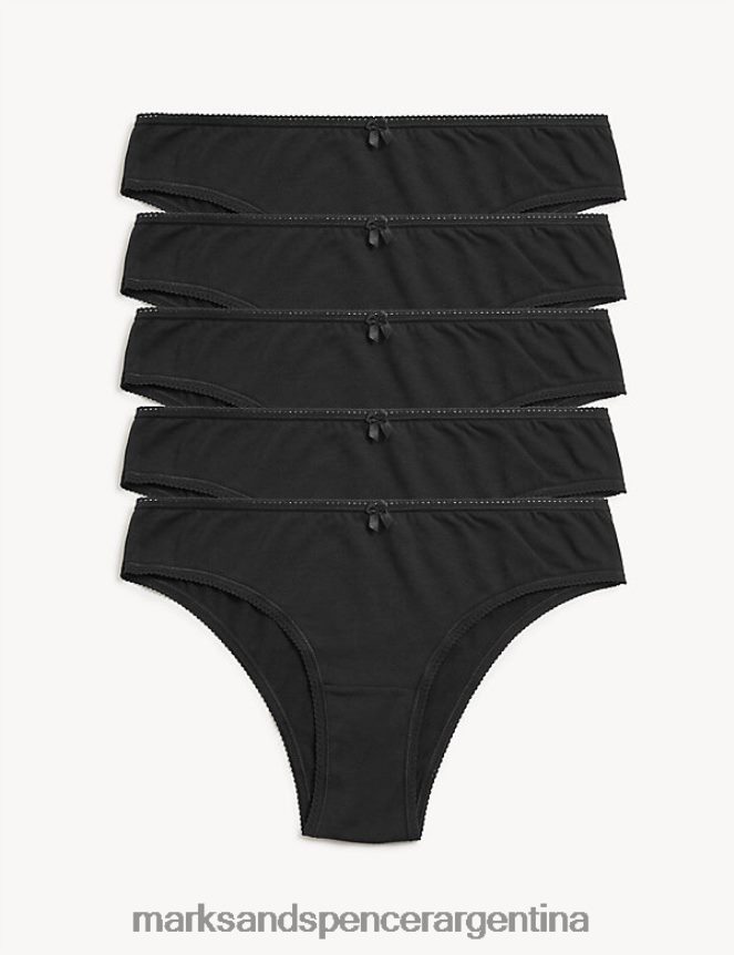 Marks & Spencer unisexo Paquete de 5 braguitas brasileñas ricas en algodón ropa negro 46VL3804