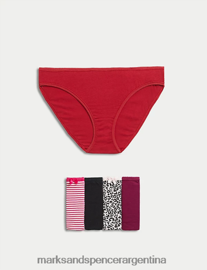 Marks & Spencer unisexo Paquete de 5 braguitas de bikini con estampado de licra y algodón ropa mezcla rosa brillante 46VL4082