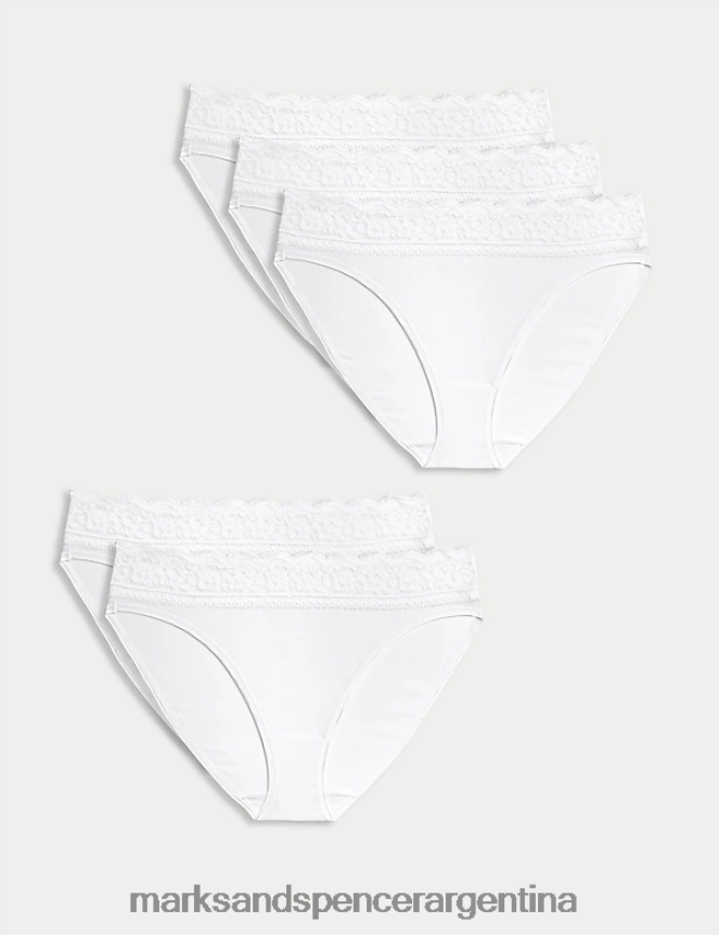 Marks & Spencer unisexo Paquete de 5 braguitas de encaje y lycra de algodón ropa blanco 46VL3766