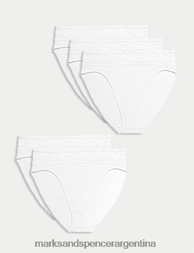 Marks & Spencer unisexo Paquete de 5 braguitas de talle alto con alto contenido de algodón ropa blanco 46VL4646