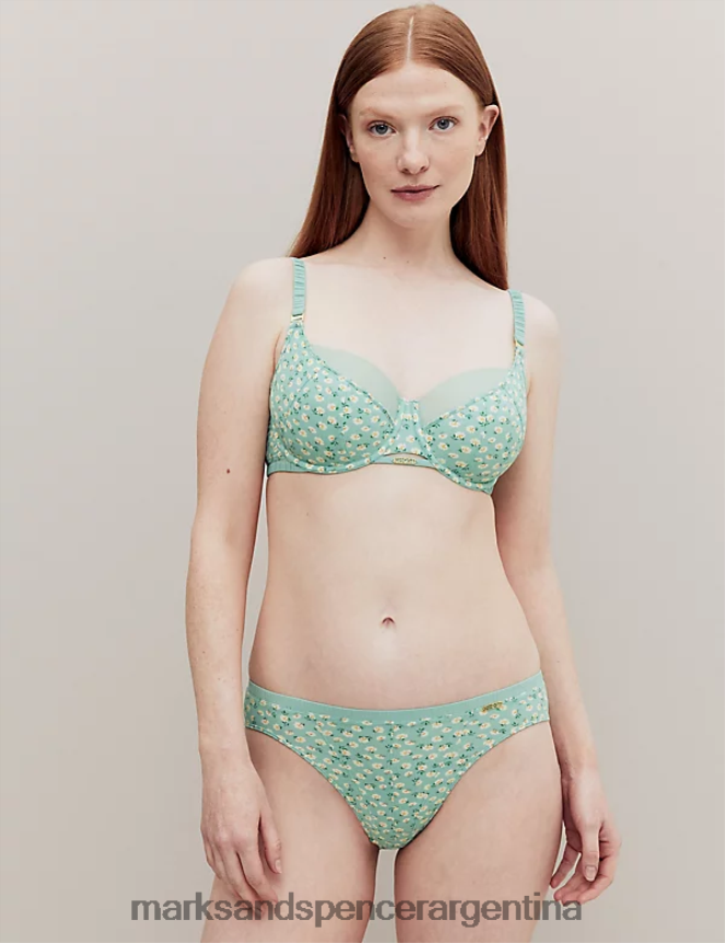 Marks & Spencer unisexo braguitas altas con estampado floral ropa mezcla verde 46VL3906