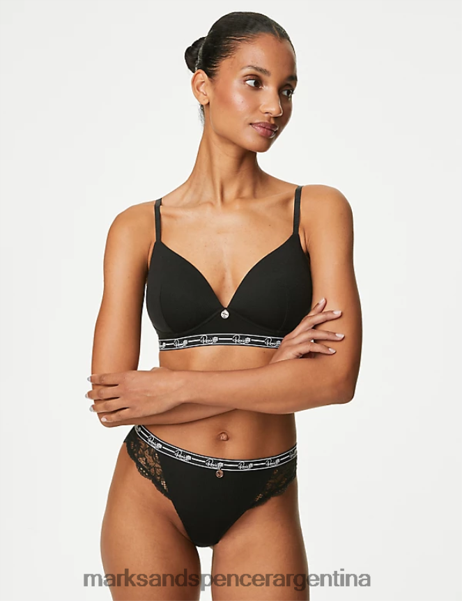 Marks & Spencer unisexo braguitas confort de canalé con pernera alta ropa negro 46VL4630