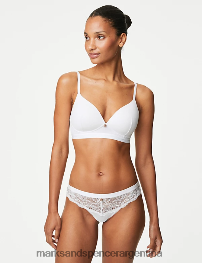 Marks & Spencer unisexo braguitas lounge brasileñas de encaje ropa blanco 46VL4308