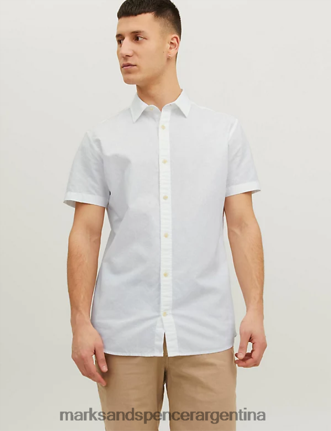 Marks & Spencer unisexo camisa Oxford de corte slim con rico algodón ropa blanco 46VL5952
