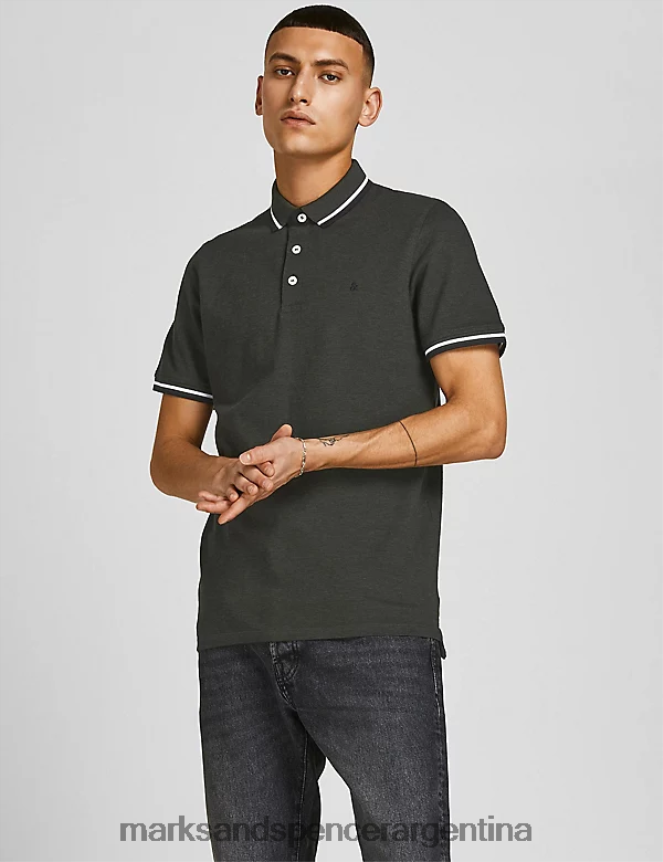 Marks & Spencer unisexo polo de puro algodón ropa verde oscuro 46VL5662