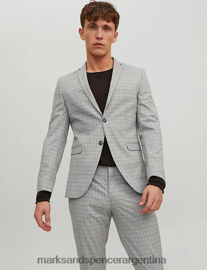Marks & Spencer unisexo blazer a cuadros con botonadura simple ropa gris 46VL5906