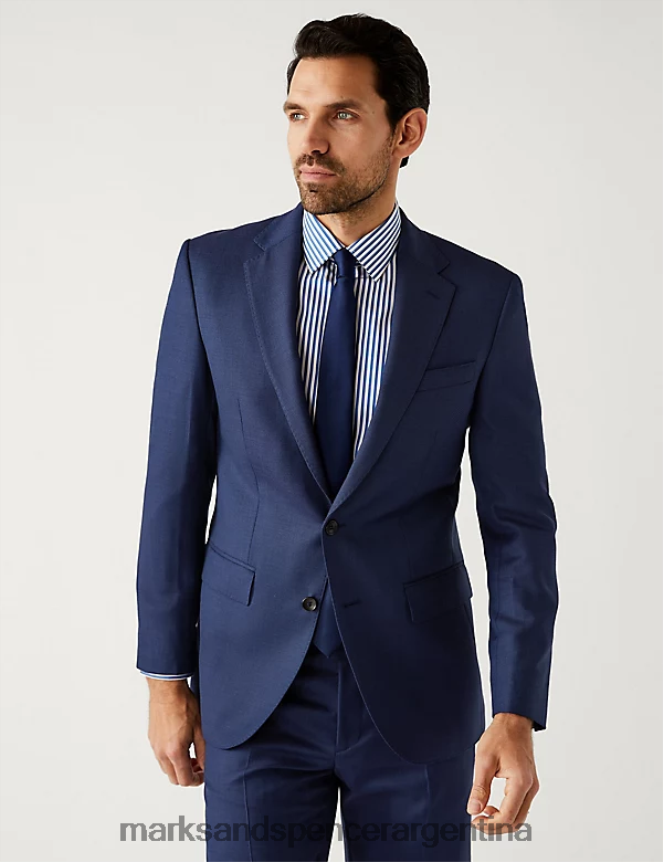 Marks & Spencer unisexo Chaqueta de traje regular fit de pura lana ropa azul 46VL5750
