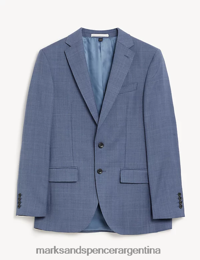 Marks & Spencer unisexo Chaqueta de traje slim fit de pura lana a cuadros ropa fuerza aérea ligera 46VL5496