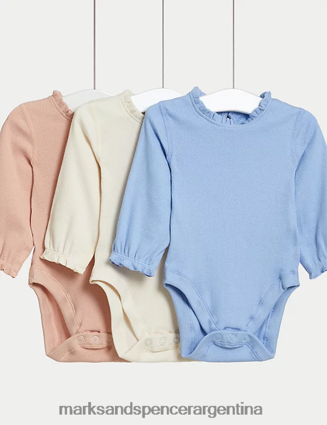 Marks & Spencer unisexo Paquete de 3 bodis ricos en algodón ropa multi 46VL7660