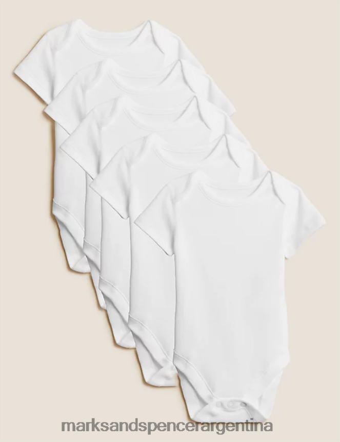 Marks & Spencer unisexo Paquete de 5 bodis de puro algodón ropa blanco 46VL7318