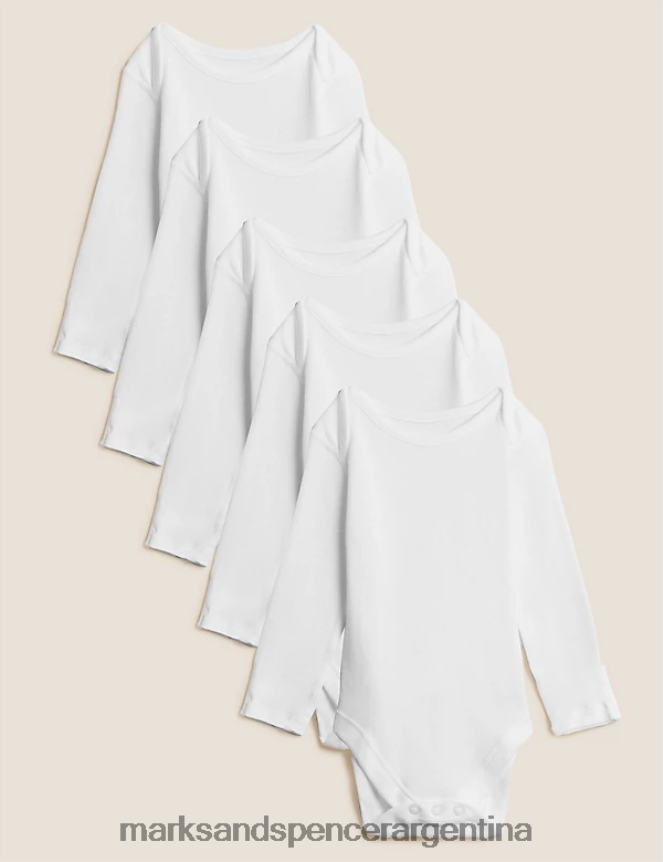 Marks & Spencer unisexo Paquete de 5 bodis de puro algodón ropa blanco 46VL7436