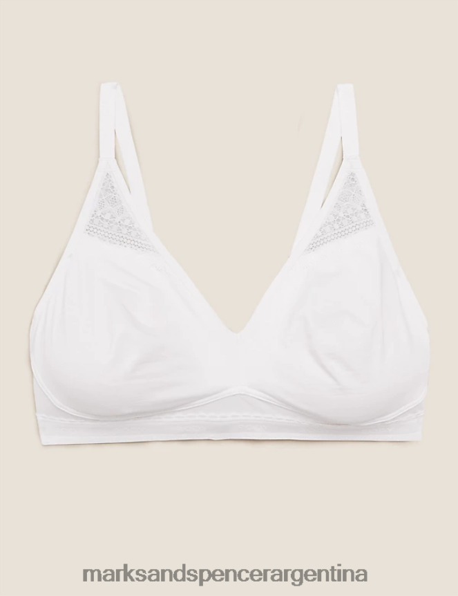 Marks & Spencer unisexo Bralette fresco y cómodo rico en algodón sin aros ropa blanco 46VL4728