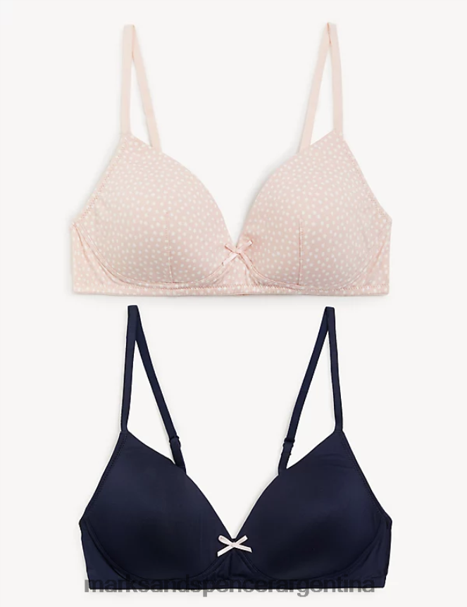 Marks & Spencer unisexo Pack de 2 primeros sujetadores de copa completa con relleno ropa mezcla rosa pálido 46VL4146