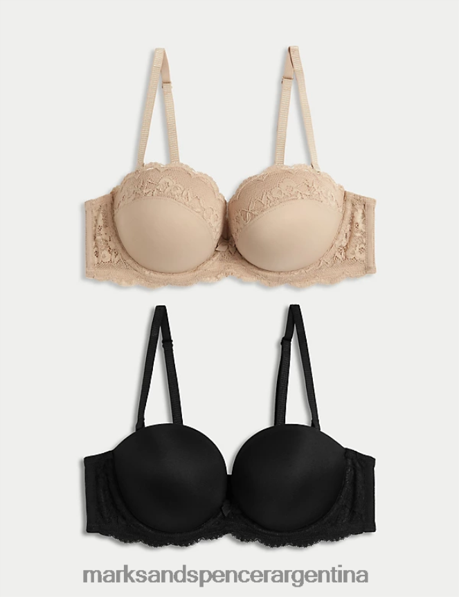 Marks & Spencer unisexo Pack de 2 sujetadores push up multiposición con aros ropa cuarzo rosa 46VL4074