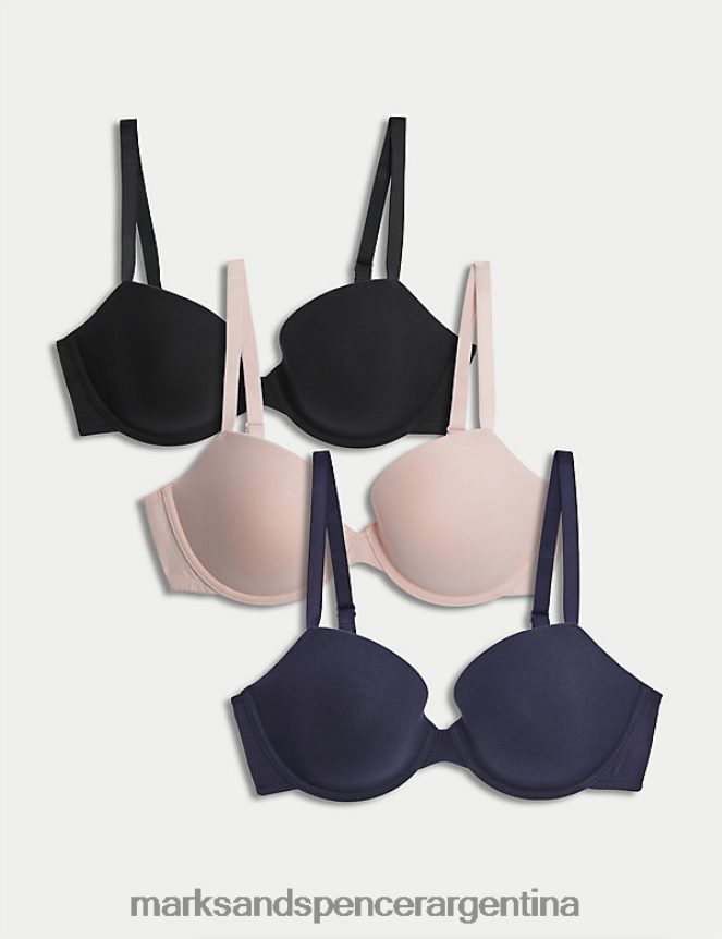 Marks & Spencer unisexo Pack de 3 sujetadores balconette con aro y rico algodón ropa Rosa suave 46VL4004