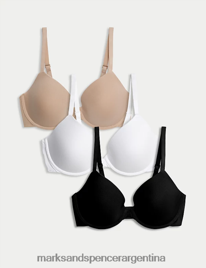 Marks & Spencer unisexo Pack de 3 sujetadores tipo camiseta escotados con aro ropa mezcla de opalina 46VL3784