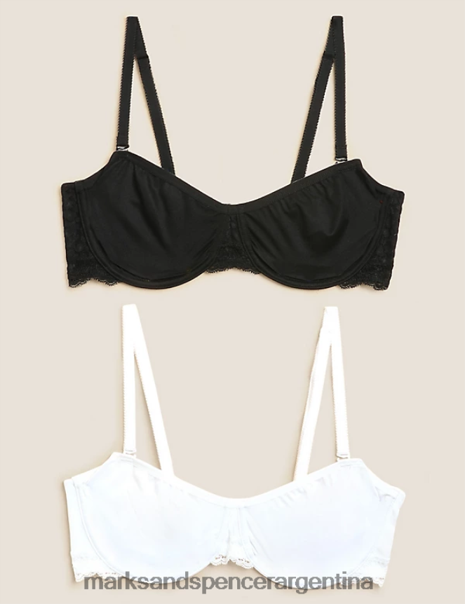 Marks & Spencer unisexo Paquete de 2 sujetadores sin tirantes con aro ropa mezcla negra 46VL3880