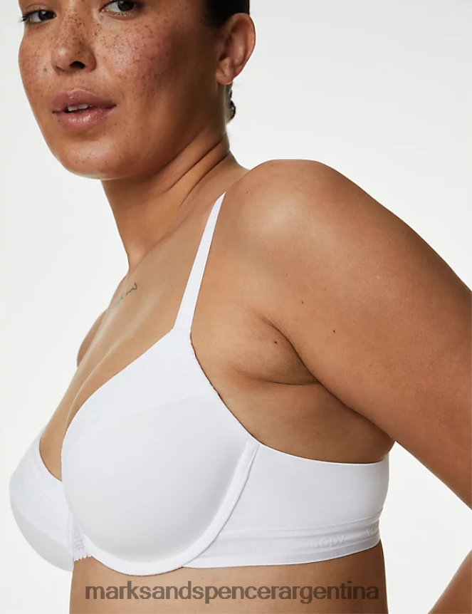 Marks & Spencer unisexo Sujetador tipo camiseta con aros de algodón y comodidad fresca ropa blanco 46VL3688