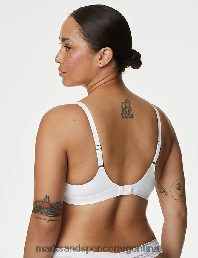 Marks & Spencer unisexo Sujetador tipo camiseta con aros de algodón y comodidad fresca ropa blanco 46VL3688