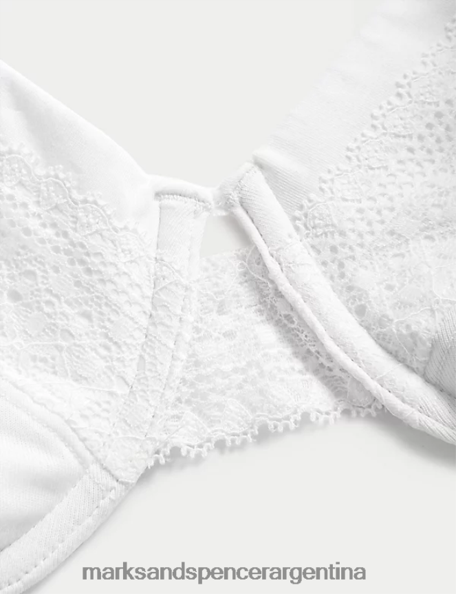 Marks & Spencer unisexo Sujetador tipo camiseta con aros de algodón y comodidad fresca ropa blanco 46VL3688