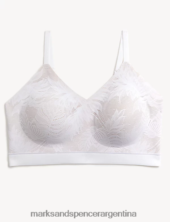 Marks & Spencer unisexo Top corto sin aros de encaje Flexifit ropa blanco 46VL4948