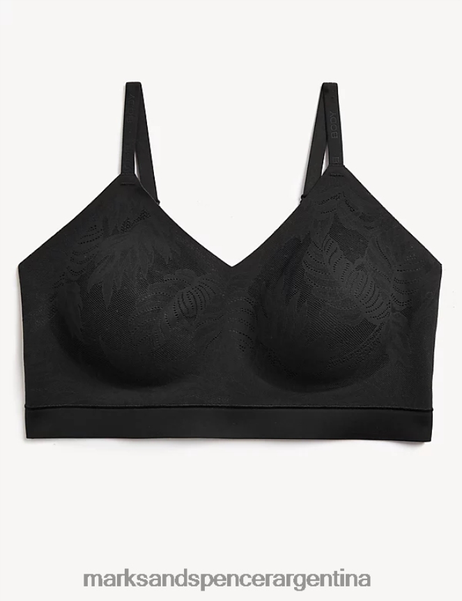 Marks & Spencer unisexo Top corto sin aros de encaje Flexifit ropa negro 46VL4624