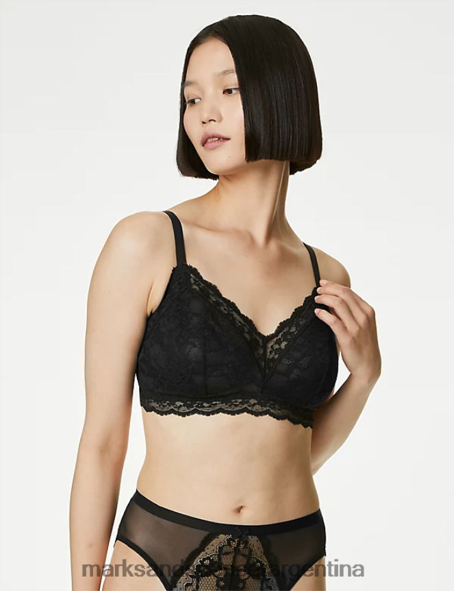 Marks & Spencer unisexo bralette de encaje sin aros ropa negro 46VL4106