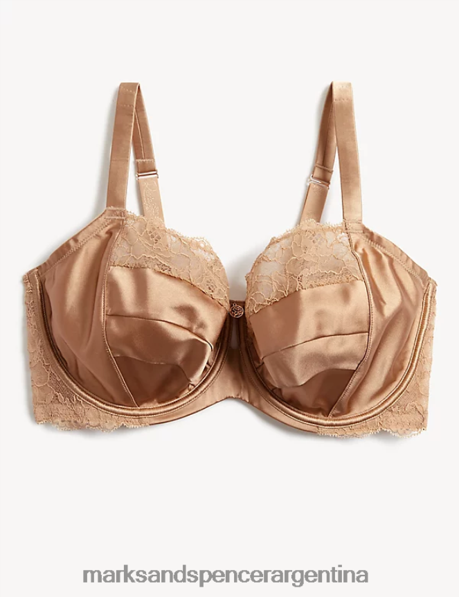 Marks & Spencer unisexo sujetador balconette con aros de encaje y seda ropa ámbar rico 46VL3718