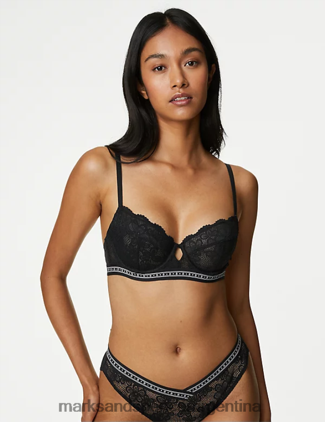 Marks & Spencer unisexo sujetador balconette con aros y encaje cleo ropa negro 46VL4196