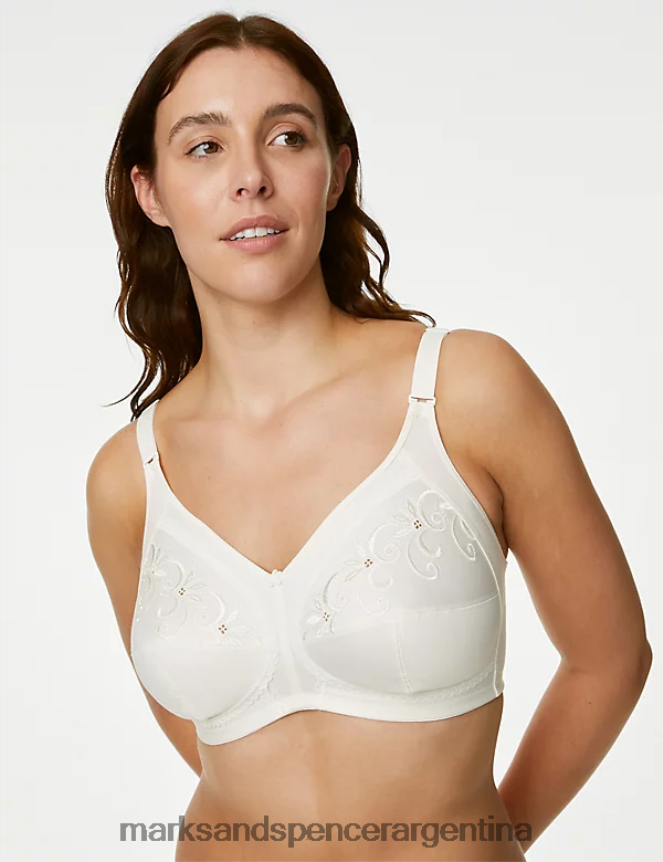 Marks & Spencer unisexo sujetador de copa completa bordado con soporte total ropa crema 46VL4068