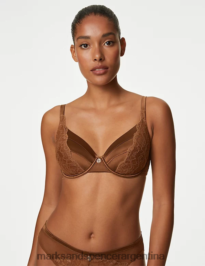 Marks & Spencer unisexo sujetador de copa completa con aros y encaje con seda ropa topacio 46VL4388