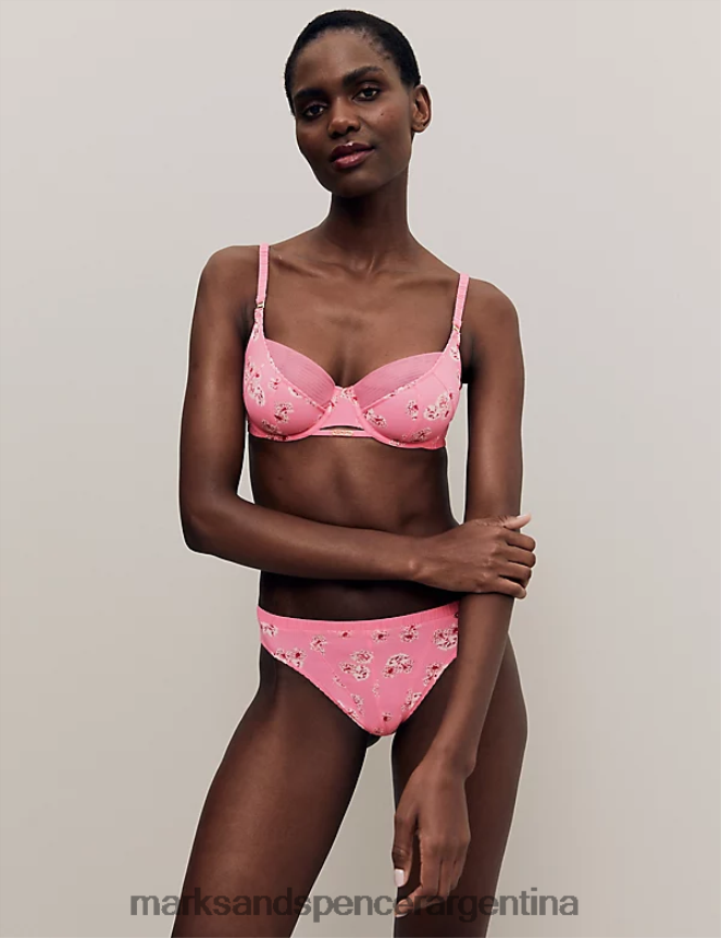 Marks & Spencer unisexo sujetador de copa completa con aros y estampado floral ropa mezcla rosa 46VL3914