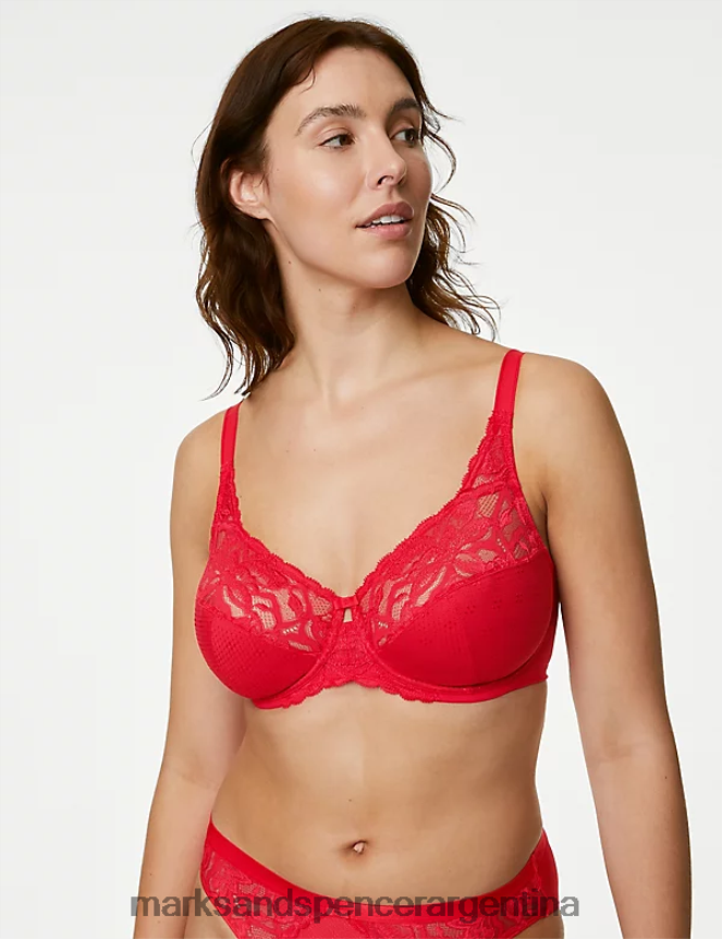 Marks & Spencer unisexo sujetador de copa completa con aros y flores silvestres ropa escarlata 46VL4516