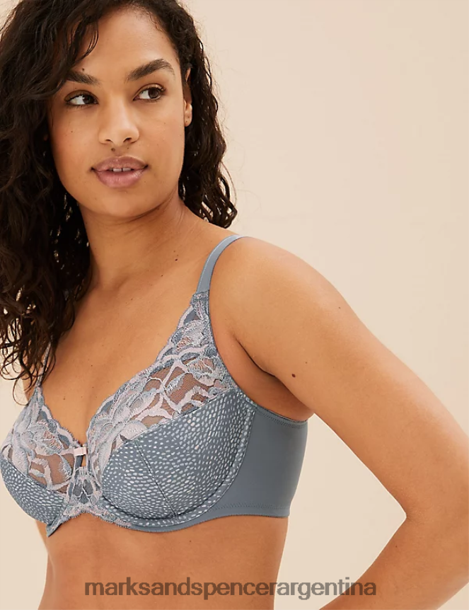 Marks & Spencer unisexo sujetador de copa completa sin relleno con flores silvestres ropa gris medio 46VL4538