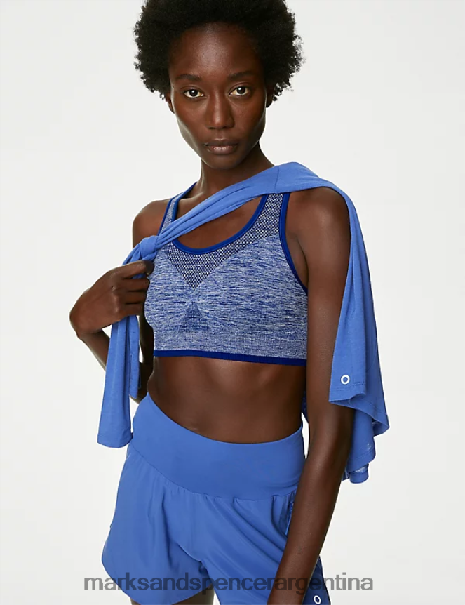 Marks & Spencer unisexo sujetador deportivo reversible sin costuras de sujeción media ropa cobalto 46VL4690
