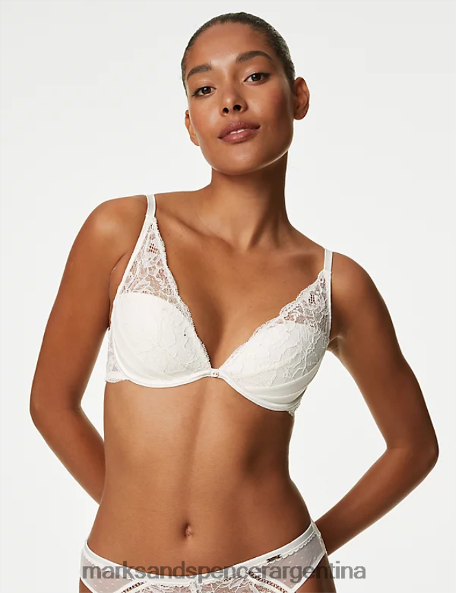 Marks & Spencer unisexo sujetador escotado con aros y encaje brillante aster ropa Marfil 46VL3836