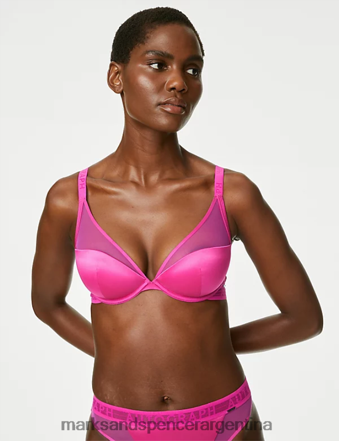 Marks & Spencer unisexo sujetador escotado de malla con aros tivoli ropa fucsia 46VL4778