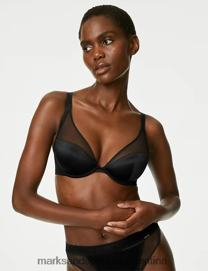 Marks & Spencer unisexo sujetador escotado de malla con aros tivoli ropa negro 46VL4424