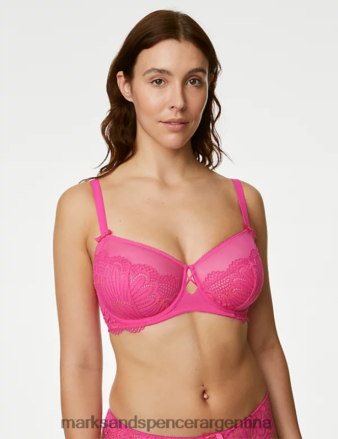 Marks & Spencer unisexo sujetador reductor con aros y encaje Nova ropa Rosa Rosa 46VL4392